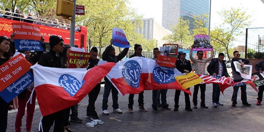 Arakan Anti War Protest Held at UN s New York HQ Burma News