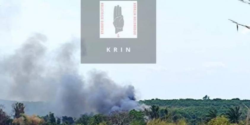 Fires were reported due to fighting between the Myanmar military and KNLA coalition forces near Ingabo village in Mon State’s Kyaikto Township on May 3. (Photo: KRIN)