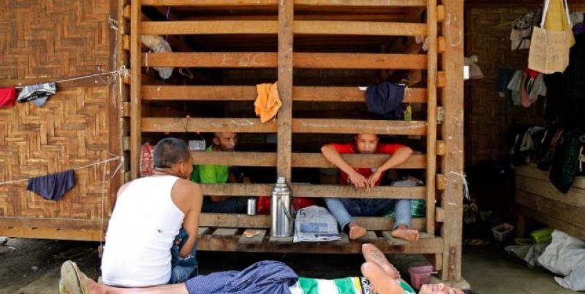 Drug addicts in rehabilitation at the rehabilitation center in Myitkyina, Kachin State. Photo: Seng Mai/EPA