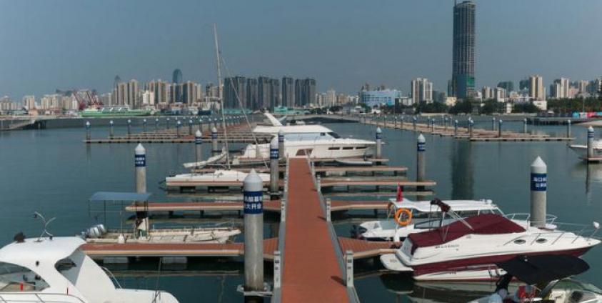 Leisure boats are berthed at the Haikou National Sailing Base and Public Marina in Haikou, Hainan island, China. Photo: EPA