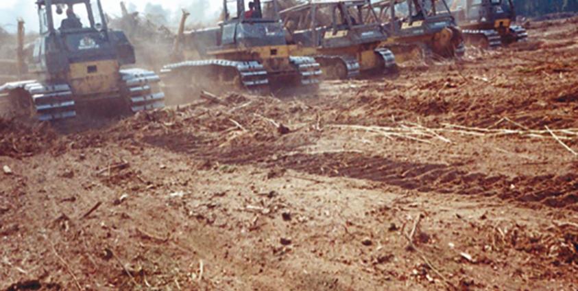 Yuzana bulldozers cleared forests near Awng Ra village in Hukawng valley, western Kachin State in 2008. 