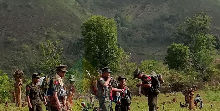 KIA battalion 36 fighters who are resisting enemy Burmese troops in their territories in Muse township, northern Shan State, Burma.