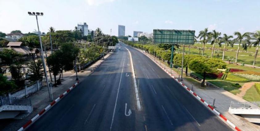 View of a nearly deserted road in Yangon, Myanmar, 10 April 2020. Photo: EPA