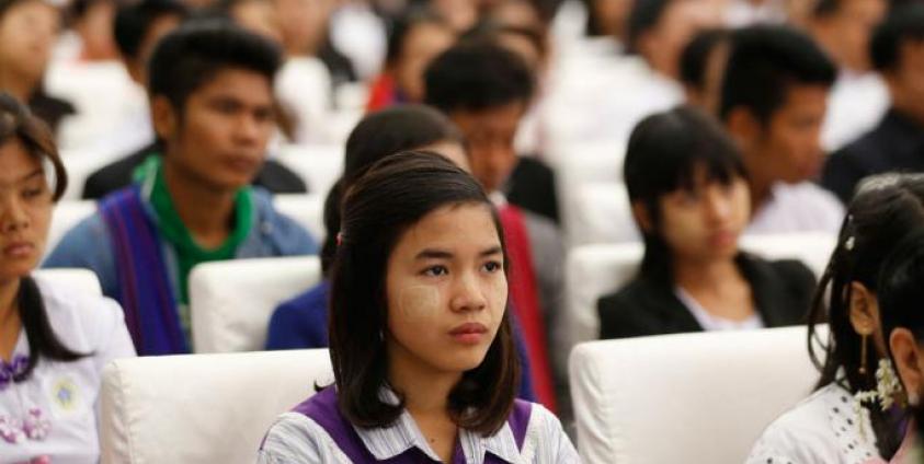 (File) Myanmar youth attend the launch ceremony for the Myanmar's Youth Policy at the Myanmar International Convention Center 2 in Naypyitaw, Myanmar, 05 January 2018. Photo: EPA