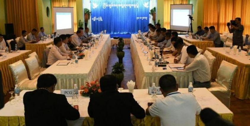 National Reconciliation and Peace Centre (NRPC) holds talks with representatives of the four ethnic armed groups KIO, PSLF, MNTJP and ULA over ceasefire. Photo: MNA 