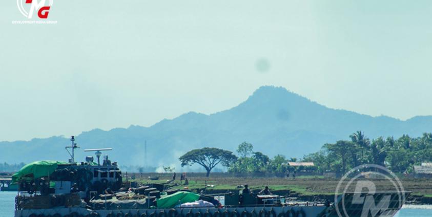 A Military Council vessel transporting food in Rakhine State