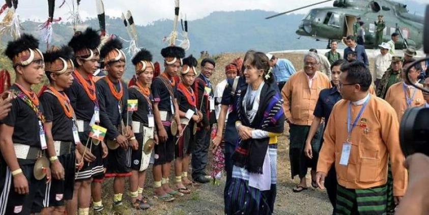 Myanmar state counsellor and chairperson of National League for Democracy (NLD) Aung San Suu Kyi met Nagas in Sagaing Region in Myanmae recently. Image – Northeast Now | nenow.in