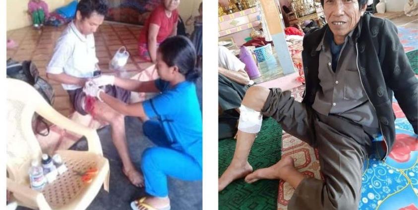 Maung Win, 40, was shot in the leg at his home as he prepared to flee the clashes