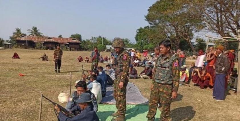 The military council has formed Pyu Saw Htee (People's Militia) groups in Sagaing region and is conducting military training. Photo: CJ