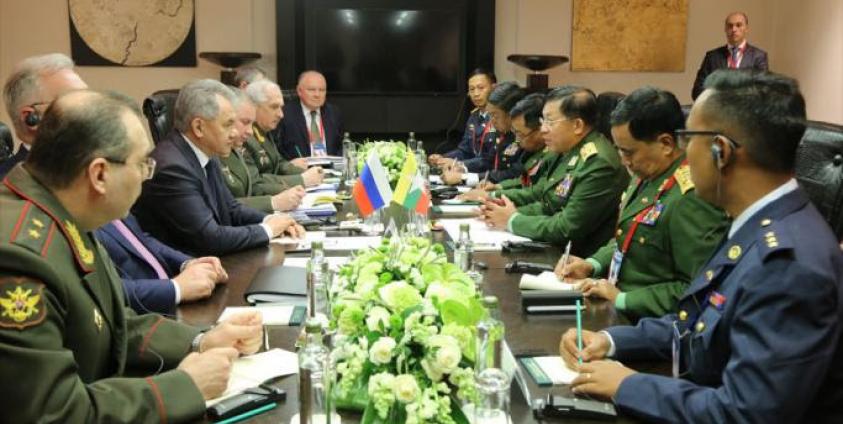 Senior General Min Aung Hlaing attends opening ceremony of 8th Moscow Conference on International Security; meets Minister of Defence of Russian Federation. Photo: seniorgeneralminaunghlaing.com.mm