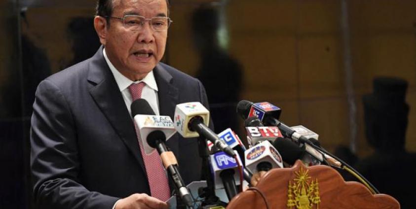 Cambodia's Foreign Minister Prak Sokhonn, the Association of Southeast Asian Nations (ASEAN) special envoy to Myanmar, speaks during a press conference at Phnom Penh international airport on March 23, 2022. Photo:TANG CHHIN Sothy / AFP