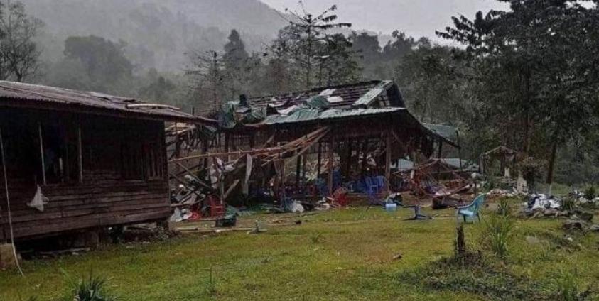 The concert area following an airstrike targeting a Kachin gathering by the Myanmar junta in Hpakant township, northern Kachin state, Myanmar, Oct. 24, 2022. Photo: CJ