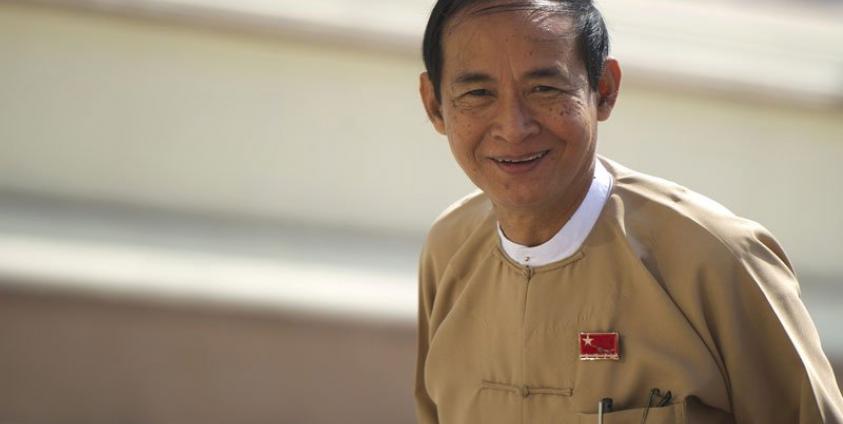   In this file photo taken on January 29, 2016, Win Myint, speaker of the lower house, attends the last day of parliament's regular session in Naypyidaw. Photo: Ye Aung Thu/AFP