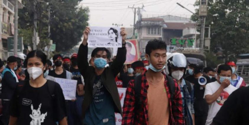 Youths in Mawlamyine city involved in anti-coup demonstration in March 2022