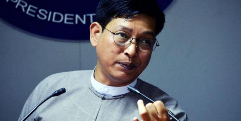 Myanmar government spokesman Zaw Htay speaks during a press conference at the Presidential Palace in Naypyidaw. Photo: AFP