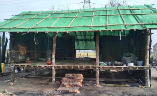 Temporary shelters for displaced people in Shwegu.