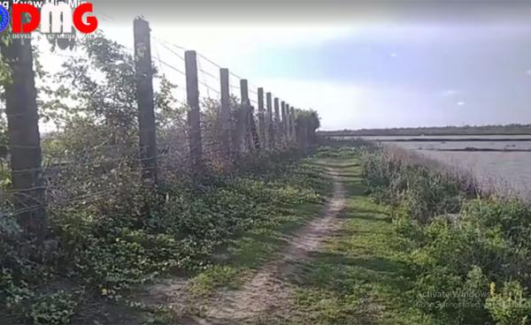 A fence on the Myanmar-Bangladesh border.