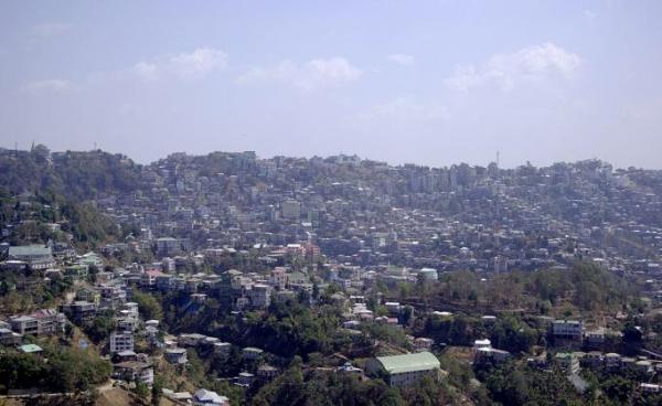 View of the ridgetop city of Aizawl, state capital of Mizoram. Photo: Wikimedia Commons