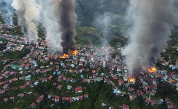 Arson attack of military troops in Htantlang Township (Chin Human Rights Organization)