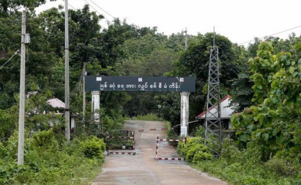 A view of the entrance of the Myitsone dam project near Myitsone area in Myitkyina, Kachin State. Photo: Nyein Chan Naing/EPA