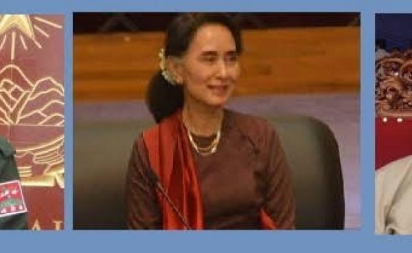 From left to right, UWSA leader U Bao Youxiang, State Counsellor Daw Aung San Suu Kyi, and NDAA-ESS leader U Sai Leun.