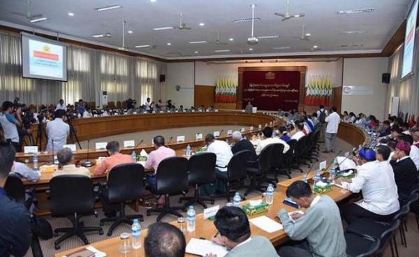 The Union Election Commission held a coordination meeting with political parties with the aim to successfully organize the 2020 General Election, at the UEC Office in Nay Pyi Taw. Photo: MNA