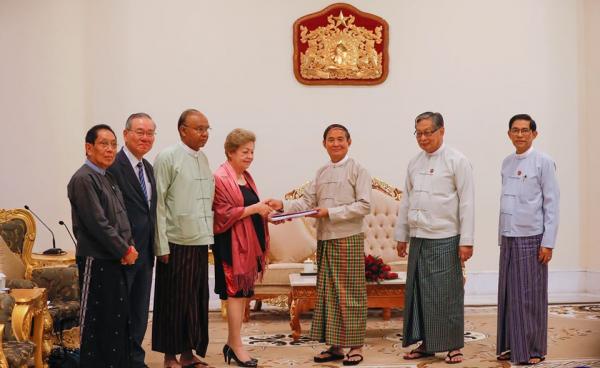 The Independent Commission of Enquiry (ICOE) submitted its final report to President U Win Myint in Nay Pyi Taw on January 20, 2020. Photo: President's Office