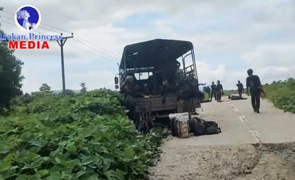 Fighting between the Myanmar military and the Arakan Army (AA) in northern Maungdaw Township on July 18, 2022. (Photo: APM)