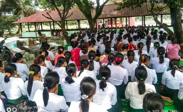 The funeral ceremony for Dr. Myint Myint San, the education officer for Maungdaw District who was stabbed to death on October 2.