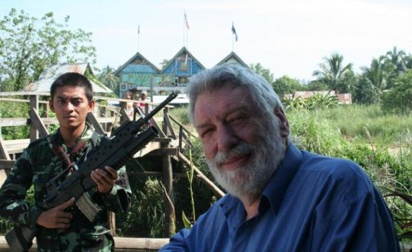 Professor Desmond Ball seen on the Thai-Burma border (Photo-Phil Thornton)