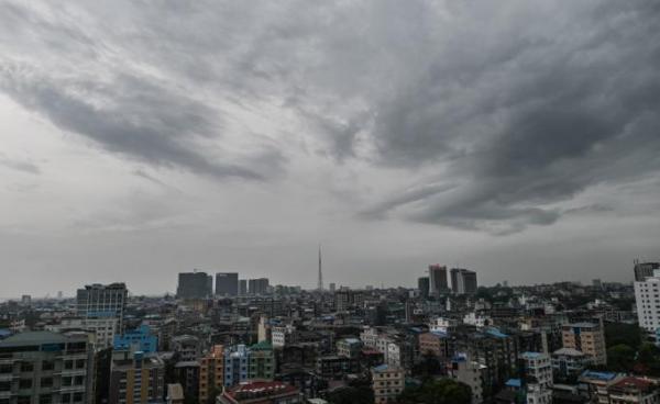 Cloudy sky is seen over Yangon at sun down on May 20, 2020. Photo: Ye Aung Thu/AFP