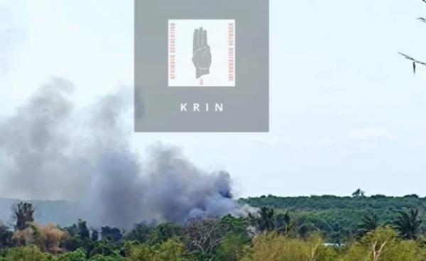 Fires were reported due to fighting between the Myanmar military and KNLA coalition forces near Ingabo village in Mon State’s Kyaikto Township on May 3. (Photo: KRIN)