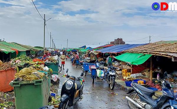 The vendors’ area at Sittwe Myoma Market.