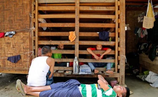 Drug addicts in rehabilitation at the rehabilitation center in Myitkyina, Kachin State. Photo: Seng Mai/EPA