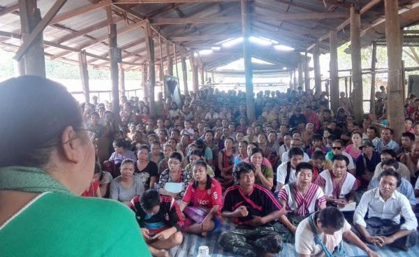 Refugees Listen to KNU Representatives (Photo Courtesy of KNU)