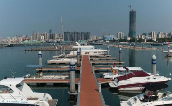 Leisure boats are berthed at the Haikou National Sailing Base and Public Marina in Haikou, Hainan island, China. Photo: EPA