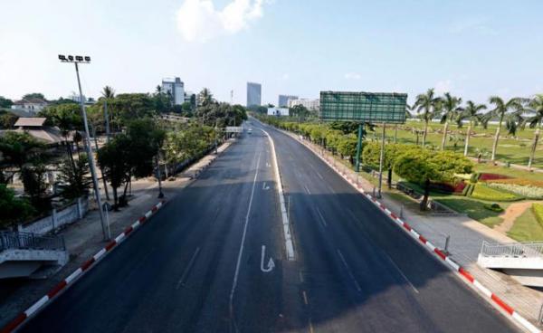 View of a nearly deserted road in Yangon, Myanmar, 10 April 2020. Photo: EPA