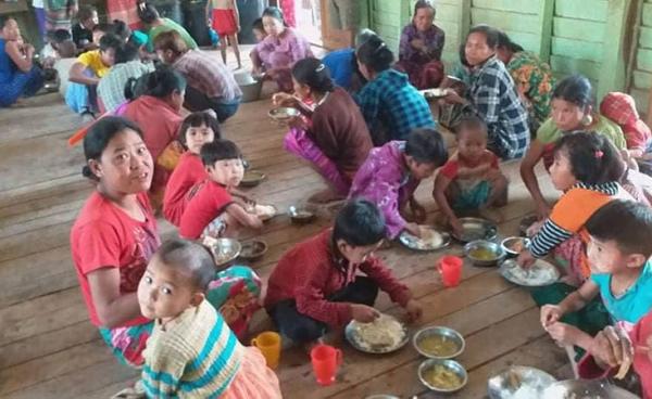 Displaced people in Samee town, Paletwa Township, in 2020. (Photo: Khumi Media)