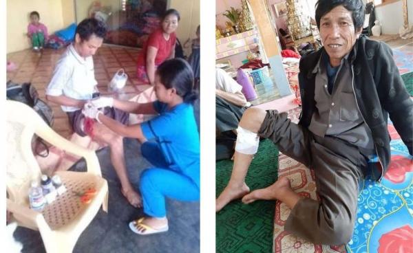 Maung Win, 40, was shot in the leg at his home as he prepared to flee the clashes