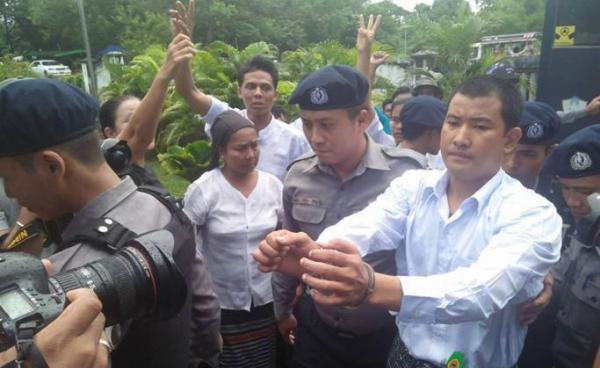 Former child soldier Aung Ko Htay outside court. Photo: Mizzima