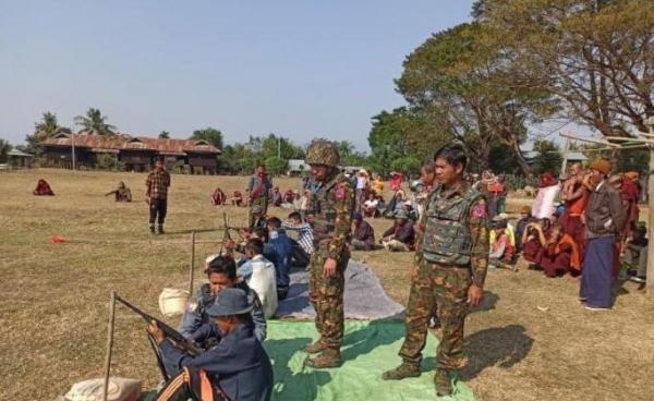 The military council has formed Pyu Saw Htee (People's Militia) groups in Sagaing region and is conducting military training. Photo: CJ