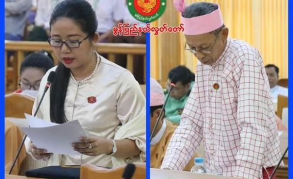 MP Daw Khaing Khaing Leh (left) and Minister Dr. Min Kyi Win (right)