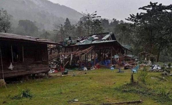 The concert area following an airstrike targeting a Kachin gathering by the Myanmar junta in Hpakant township, northern Kachin state, Myanmar, Oct. 24, 2022. Photo: CJ