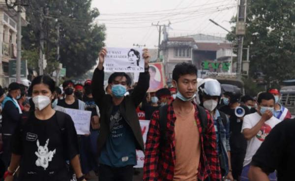 Youths in Mawlamyine city involved in anti-coup demonstration in March 2022