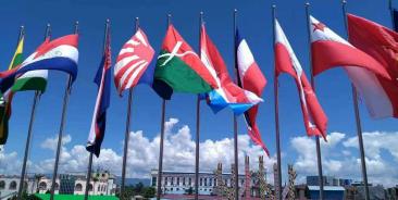 ethnic groups’ flags seen flying by one another at Mai Ja Yang summit (Photo: Kachinland News)